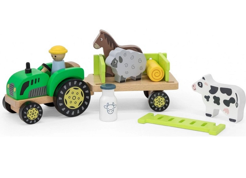 Viga Drevený traktor so zvieratkami
