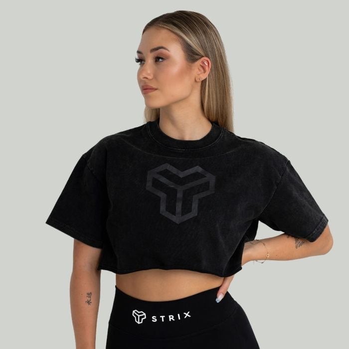 STRIX Dámske tričko CropTop Washed Black  LL