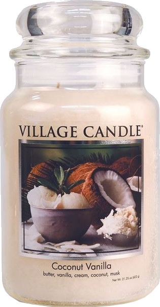 Village Candle Vonná sviečka v skle Kokos & Vanilka (Coconut & Vanilla) 602 g