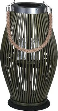 H & L Bambusový lampáš Green 21 × 38 cm, zelený