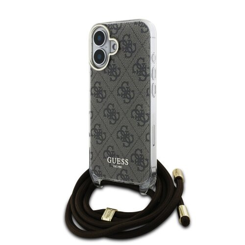 Guess IML 4G Printed Crossbody Popruh Zadní Kryt pro iPhone 16 Brown