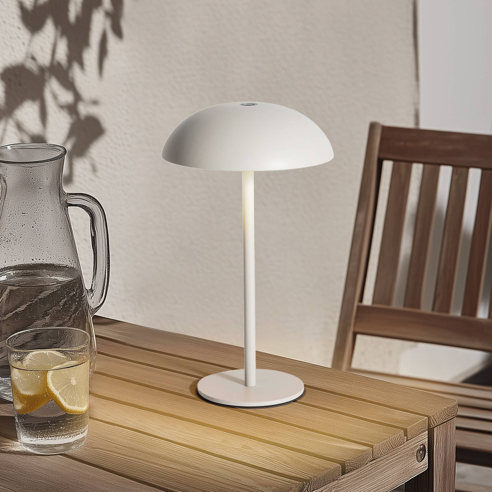Nabíjateľná stolová lampa Arcchio LED Thenra, biela, železo