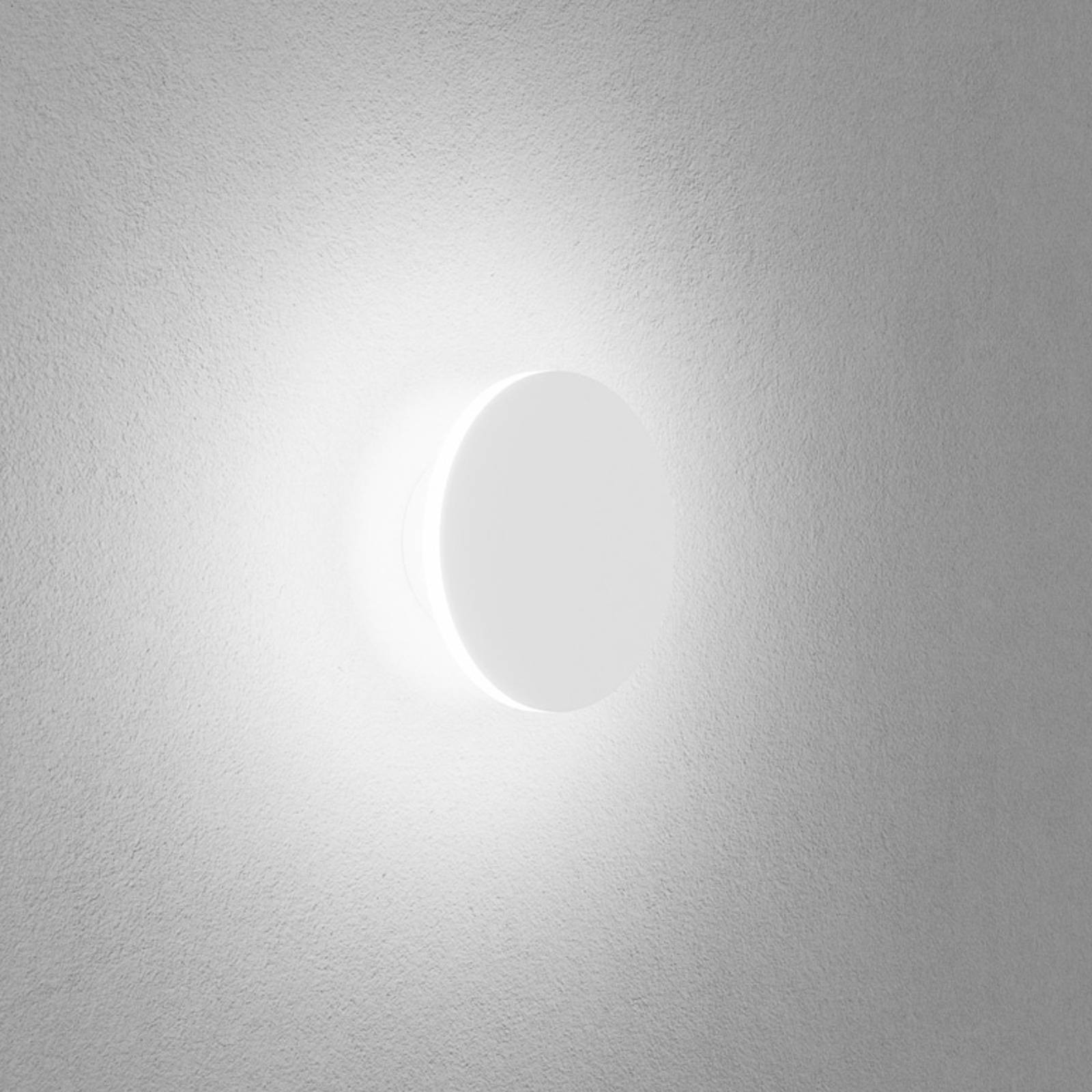 Egger LED nástenné svietidlo Orbit, biele, Ø 12,5 cm, hliník, 2 700 K