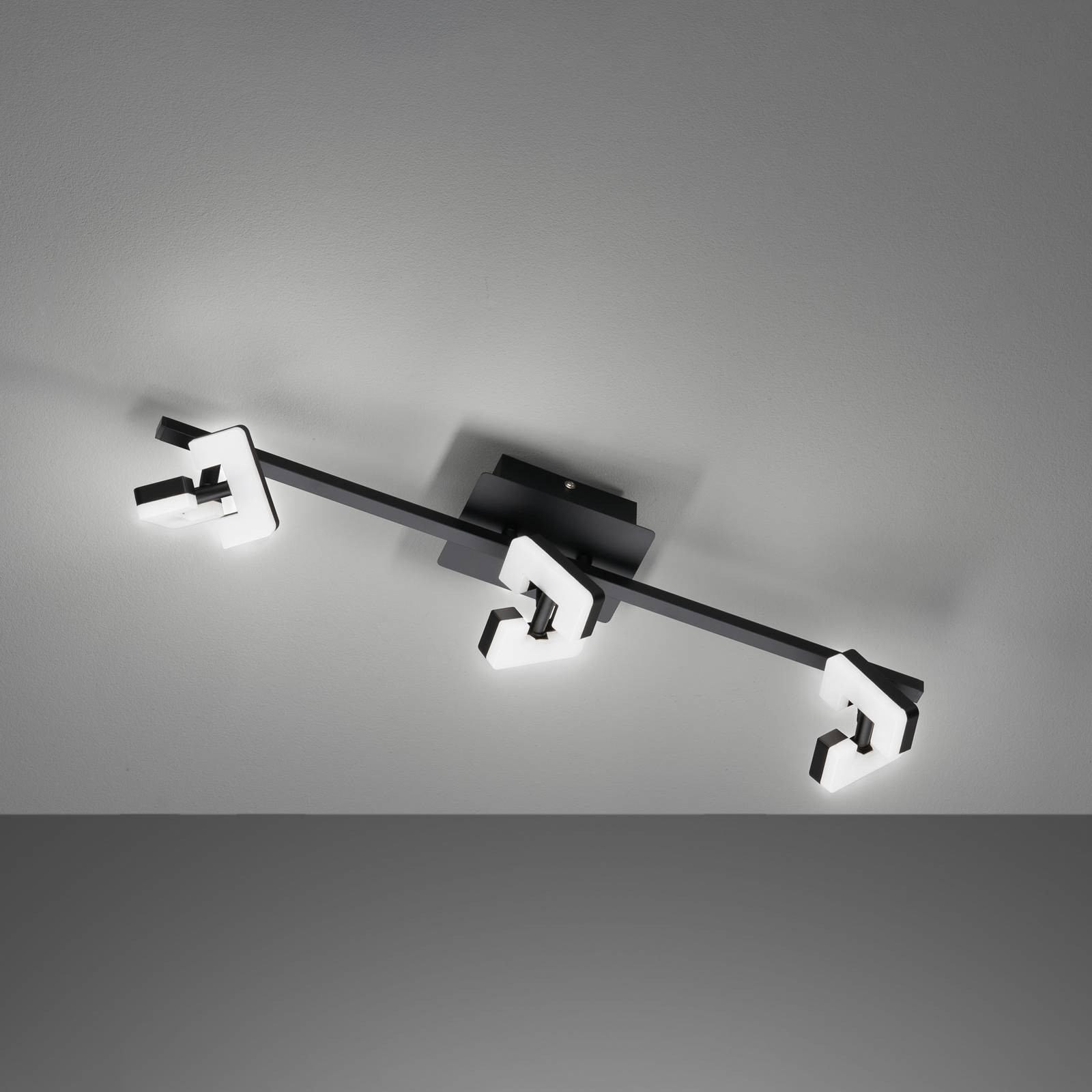 Stropné svietidlo Ray LED, 60 cm, 3 svetlá, čierne, kov