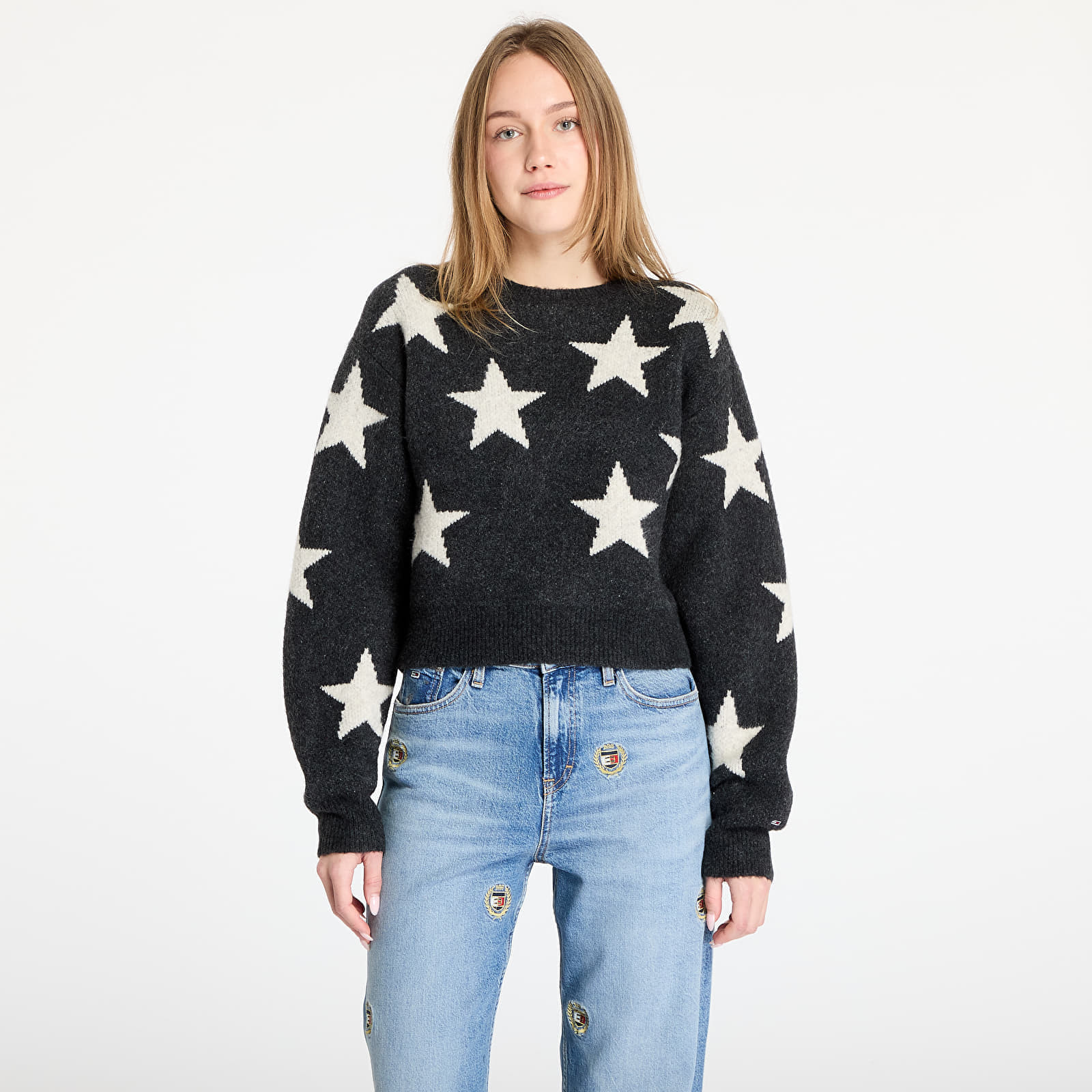 Svetr Tommy Jeans Star Patern Sweater Black XS