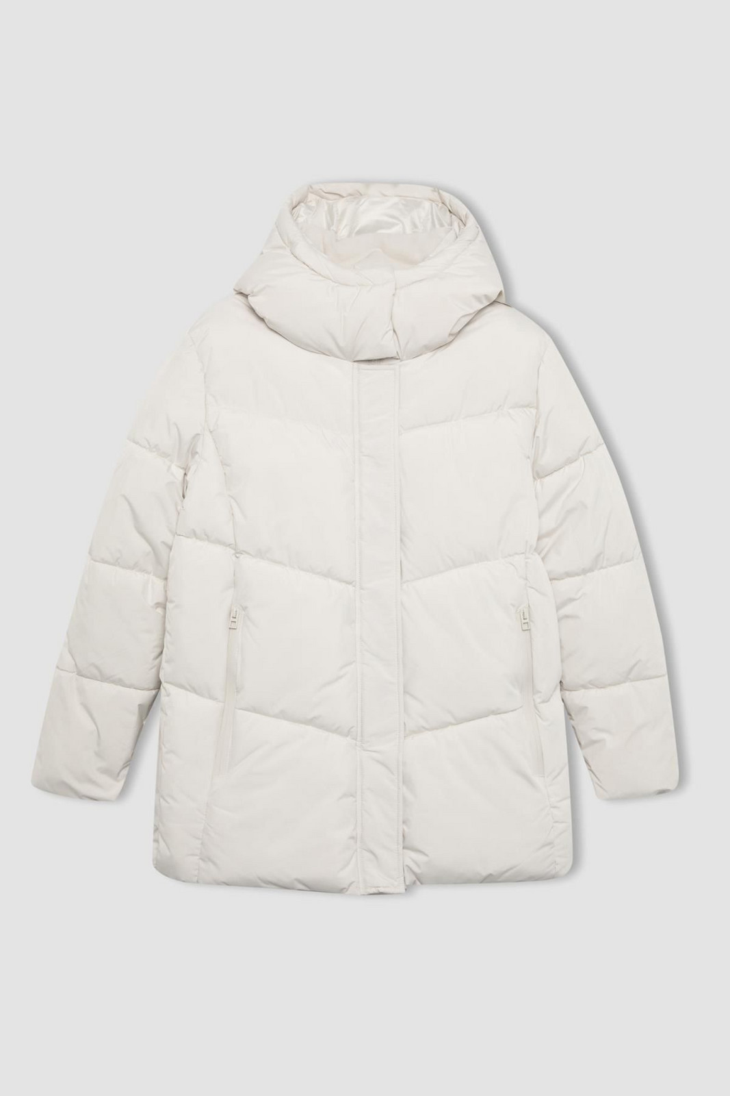 DEFACTO Fit Regular Fit Hooded Fleece Lined Puffer Inflatable Waterproof Coat