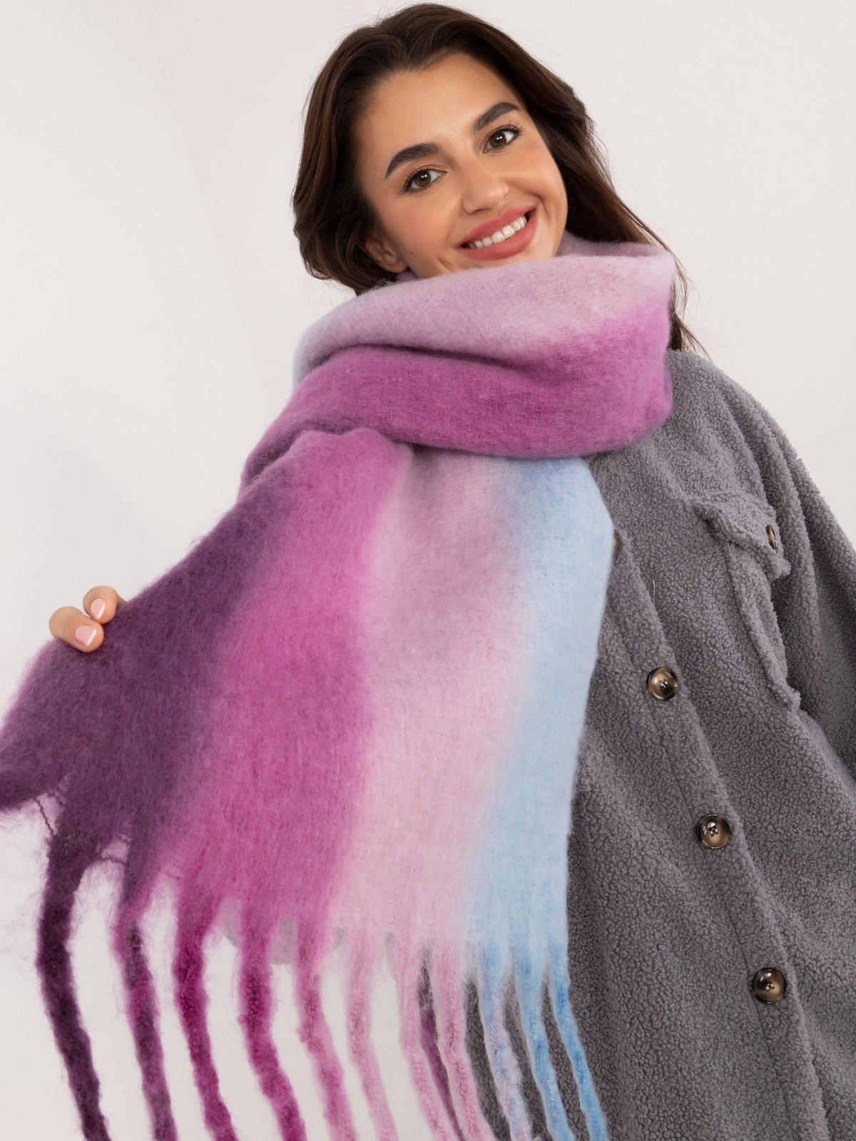 Dark purple and blue winter scarf ombre