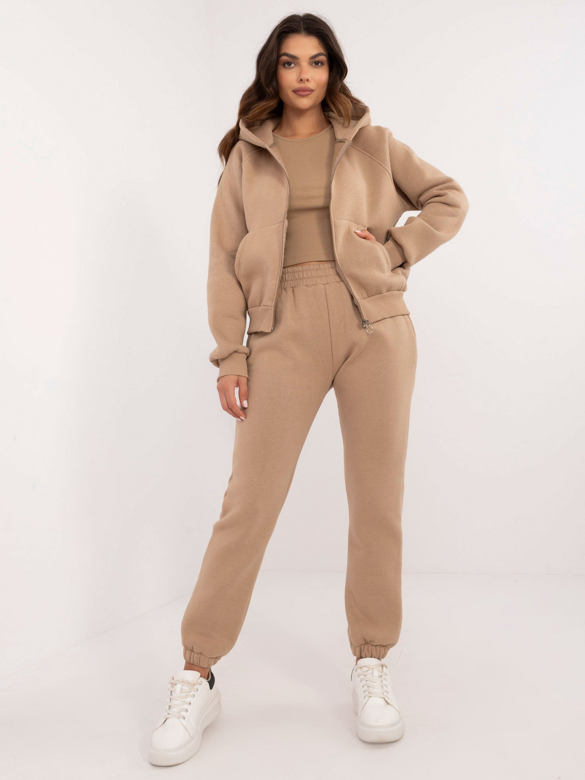 Dark beige tracksuit with top