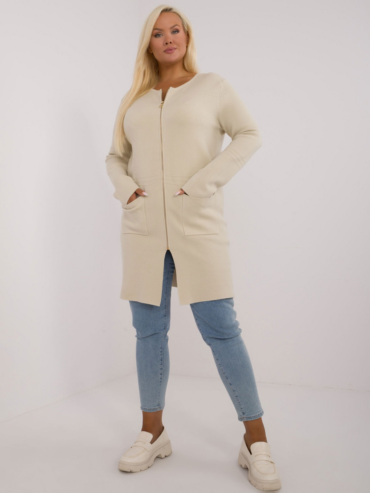 Light beige women's plus size sweater