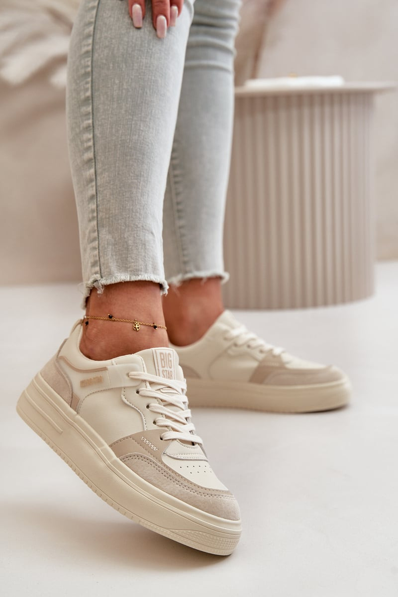Women's low sneakers made of Eco Leather Big Star Beige