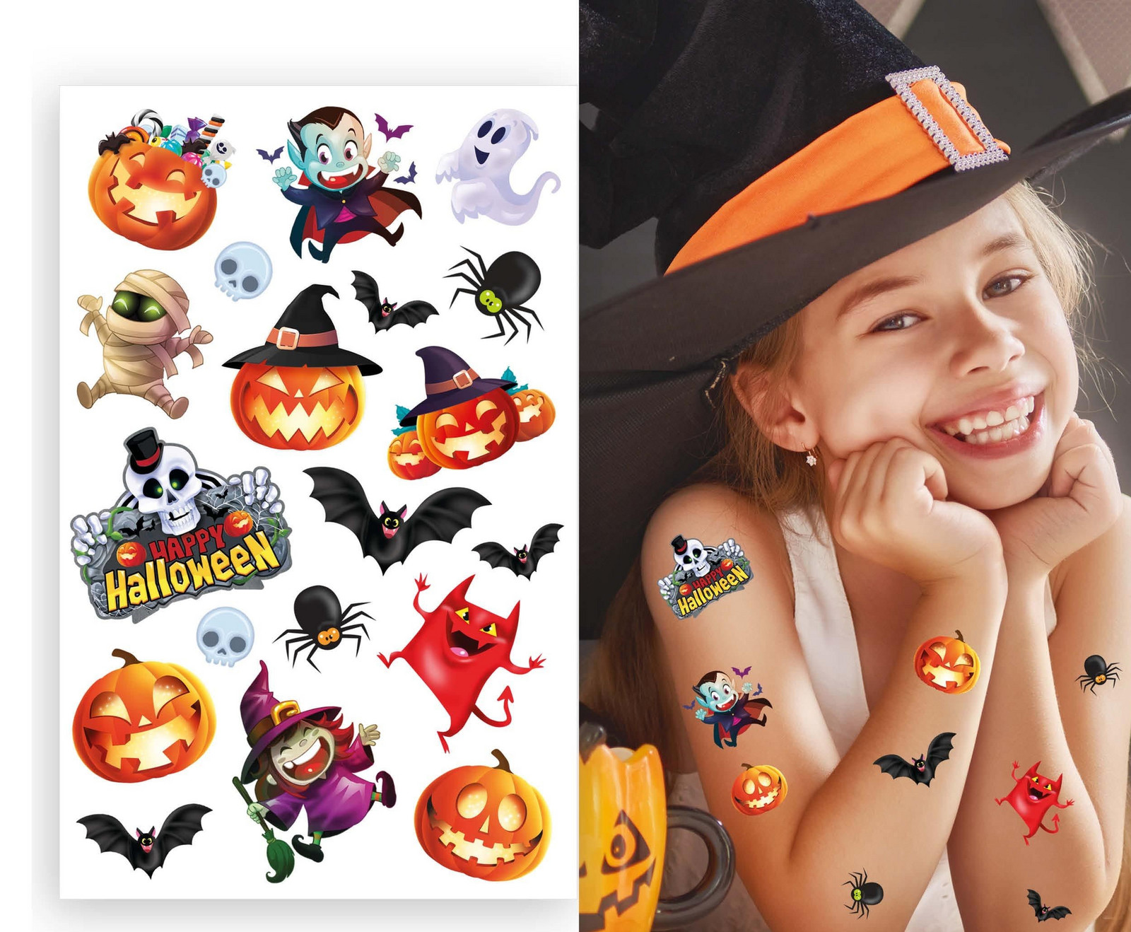 Guirca Sada detských Halloweenskych tetovaní
