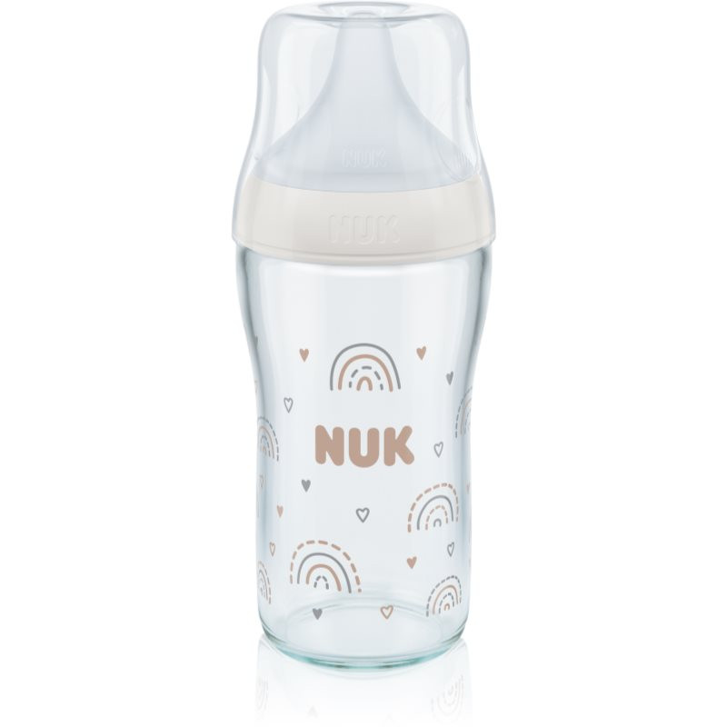 NUK Perfect Match sklenená dojčenská fľaša s kontrolou teploty 230 ml