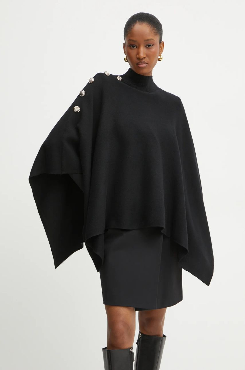 Pončo Morgan 5ROUE čierna farba, teplé, 5ROUE