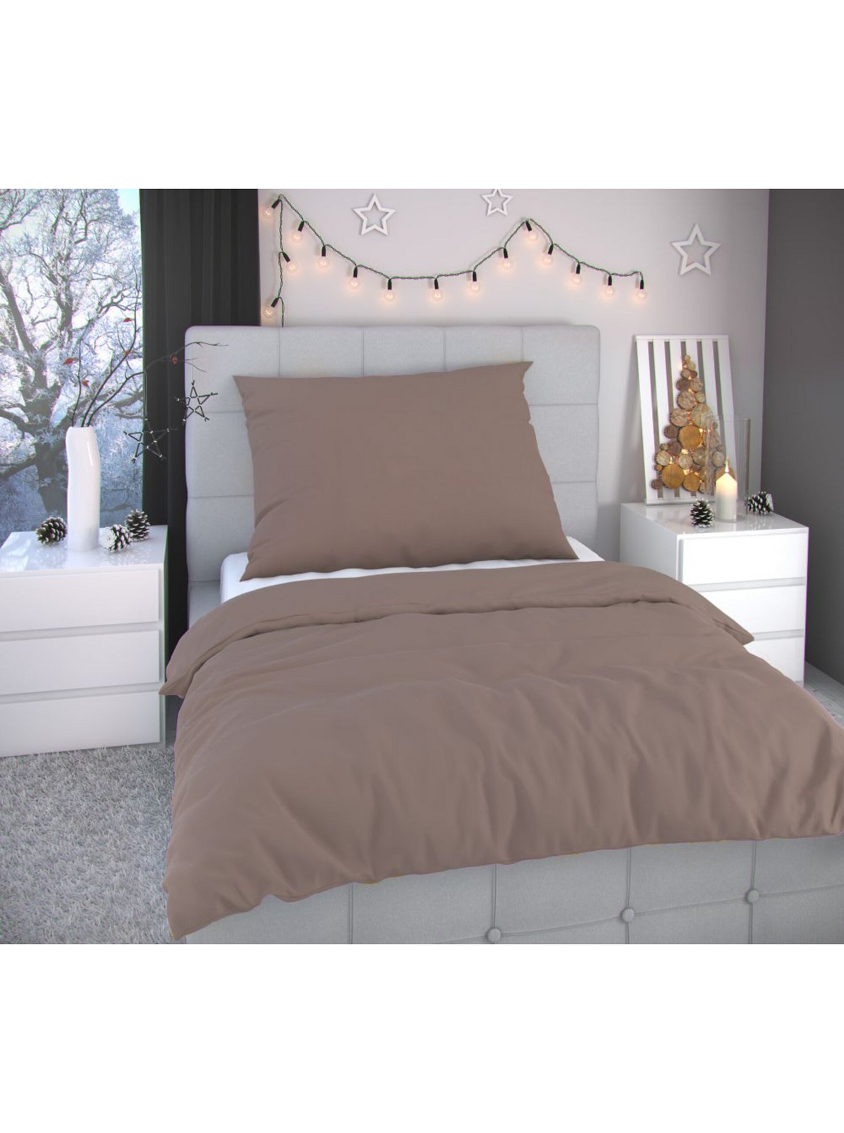 Klasické posteľné flanelové obliečky 140x200, 70x90cm béžové Kvalitex