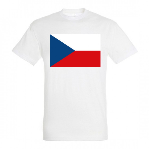 Tričko s vlajkou Česká republika - biele, XL