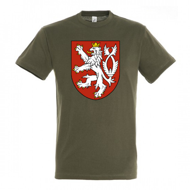 Tričko so symbolom Český lev - olivové, XL