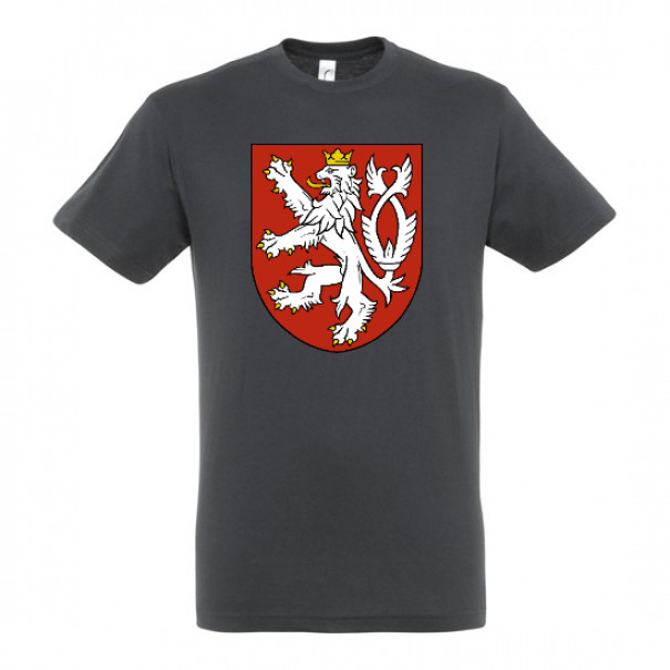 Tričko so symbolom Český lev - tmavo sivé, XL