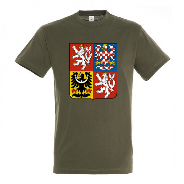 Tričko so symbolom Český znak - olivové, XL