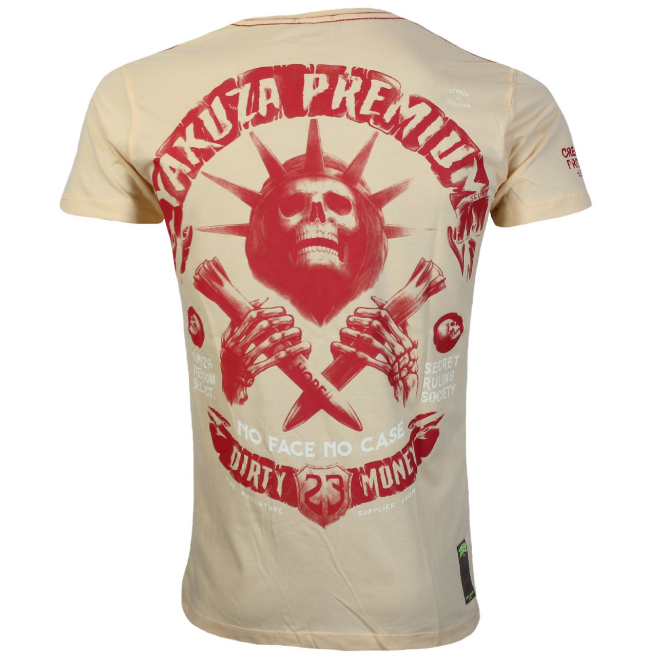 Tričko Yakuza Premium Eiffel Skull - žlté-červené, M
