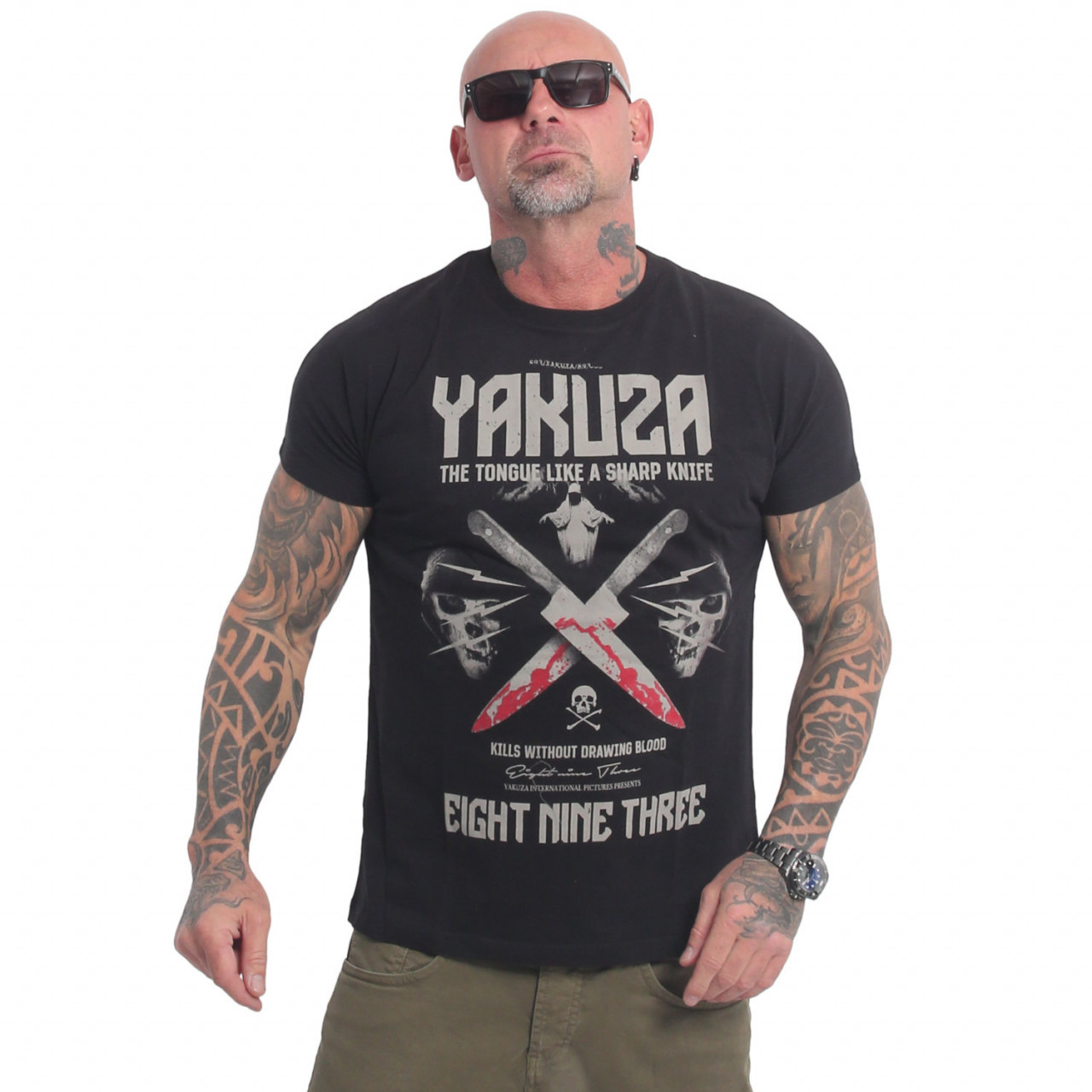 Tričko Yakuza Sharp Knife - čierne-sivé, 3XL