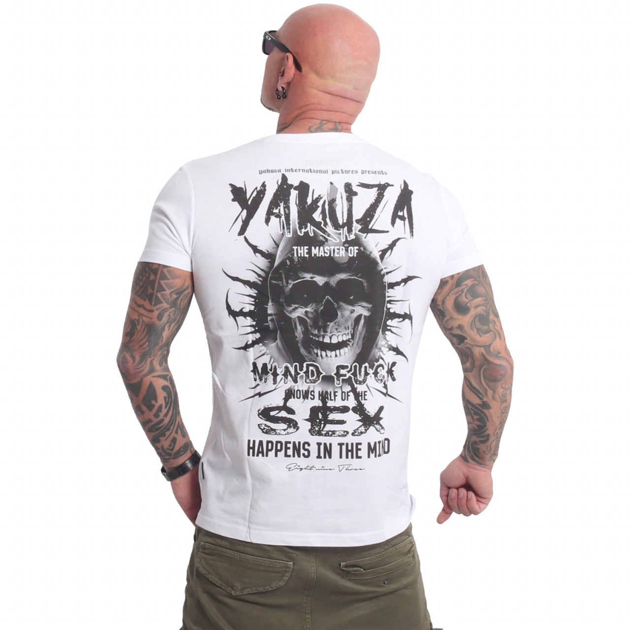 Tričko pánske Yakuza Mind - biele-sivé, 4XL