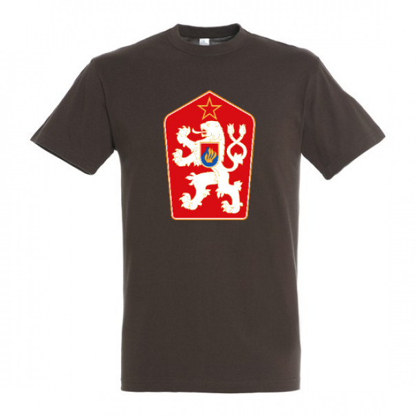 Tričko so štátnym znakom Československa - hnedé, XL