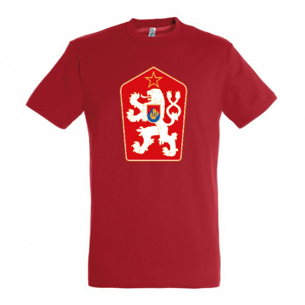Tričko so štátnym znakom Československa - červené, XL