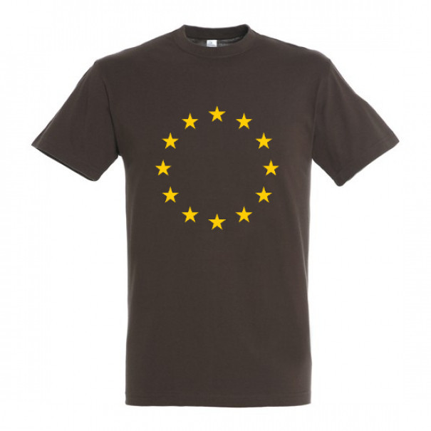 Tričko so symbolom hviezd Európskej únie (EÚ) - hnedé, XL