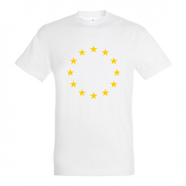 Tričko so symbolom hviezd Európskej únie (EÚ) - biele, XL