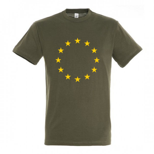 Tričko so symbolom hviezd Európskej únie (EÚ) - olivové, XL