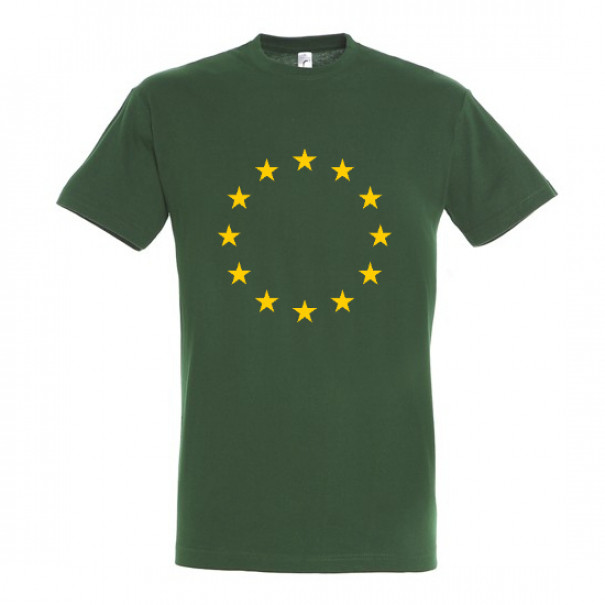 Tričko so symbolom hviezd Európskej únie (EÚ) - tmavo zelené, XL