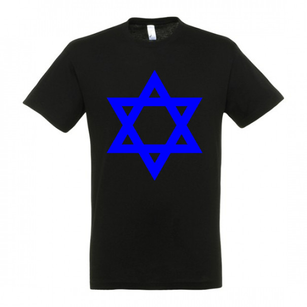 Tričko so symbolom Dávidovej hviezdy (Izrael) - čierne, XL