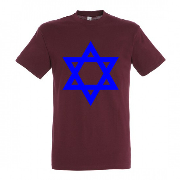 Tričko so symbolom Dávidovej hviezdy (Izrael) - tmavo červené, XL