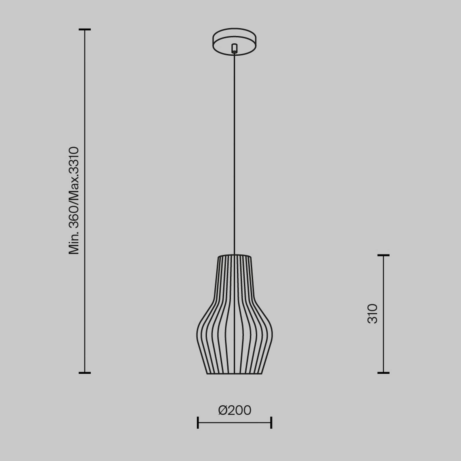 Závesné svetlo Maytoni Roots, Ø 20 cm, výška 31 cm, béžová farba, drevo