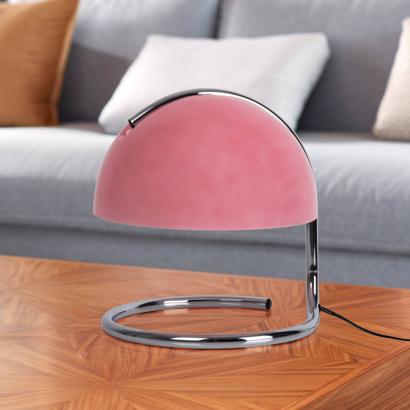 Stolná lampa Burano, ružová, výška 25 cm, sklo/kov, E27