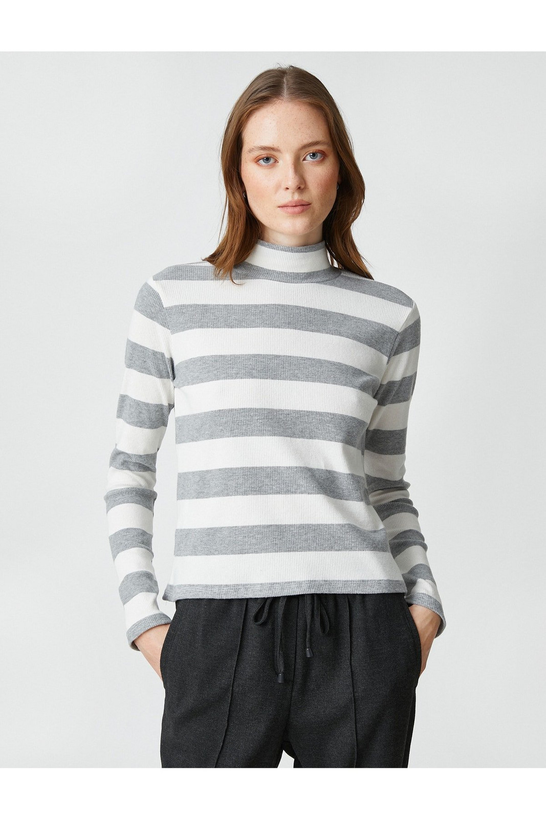 Koton Şahika Ercümen X - Half Turtleneck Ribbed Long Sleeve T-Shirt