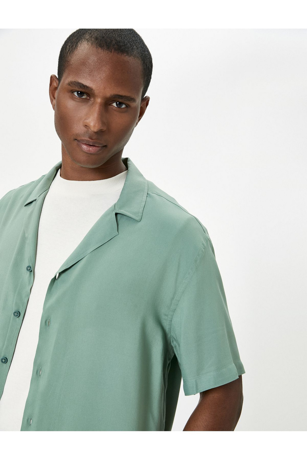 Koton Summer Shirt Short Sleeve Turn-Down Collar Buttoned Viscose Fabric