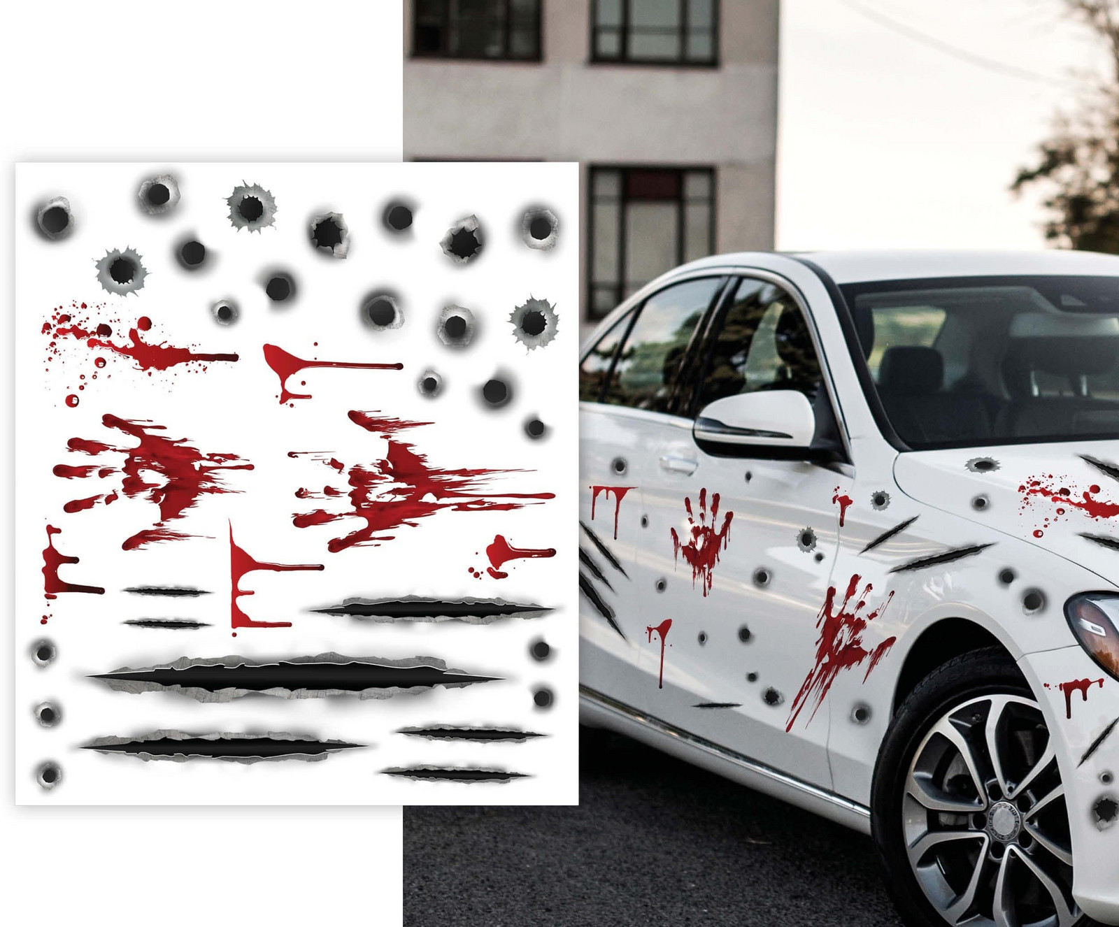 Guirca Nálepky na auto - Halloween Stopy rúk