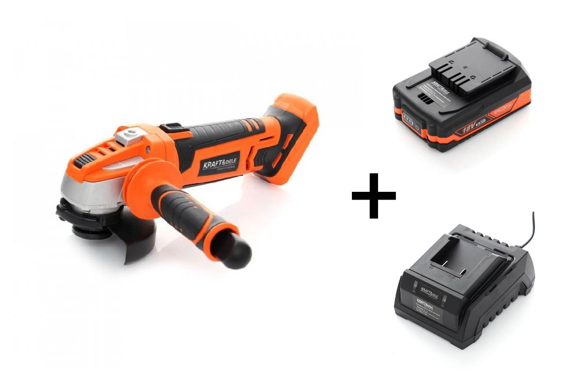 Kraft&Dele Uhlová brúska 18V KD1771 0-7500/ min + Akumulator 4Ah PROSERIES KD1779 + Nabíjačka PROSERIES KD1780