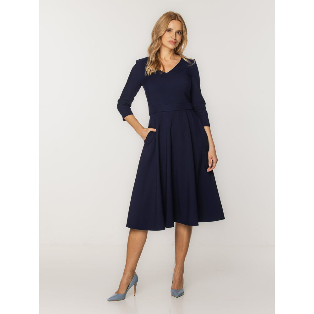 Dámske elegantné midi šaty tmavomodré 17663