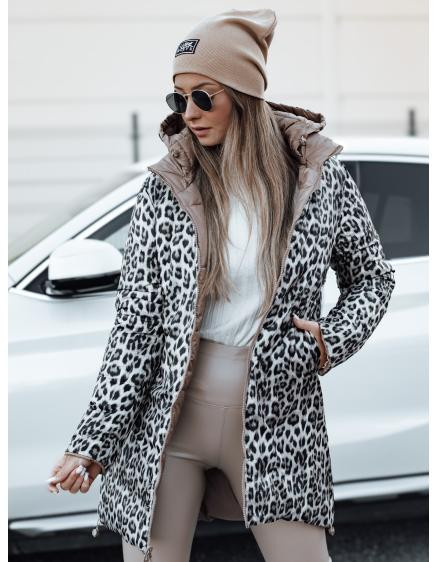 Dámska zimná bunda PURRBREEZ dlhá prešívaná obojstranná s kapucňou camel