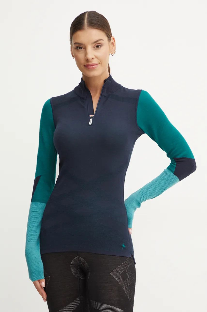 Funkčné tričko s dlhým rukávom Smartwool Intraknit Thermal Merino Base Layer Colorblock tmavomodrá farba, SW002837