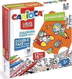 Carioca Omaľovánkové Puzzle s motívom vesmíru s 12 farebnými fixkami