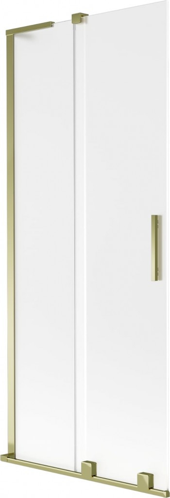 MEXEN/S - Velar L dvojkrídlová posuvná vaňová zástena 80 x 150 cm, dekor, zlatá 896-080-003-31-50