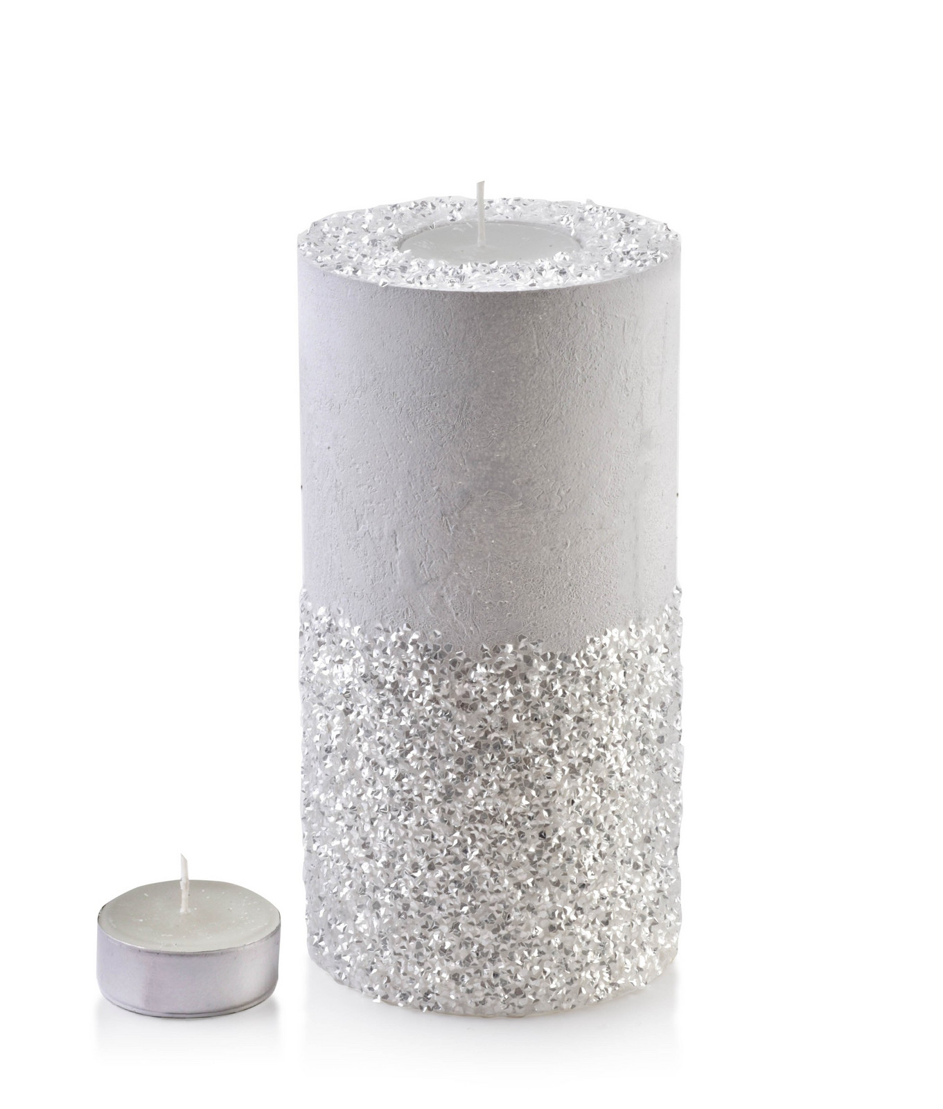 Střední moderní svícen Diament 24 cm bílý
