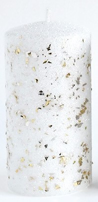 Vánoční svíčka GLAMOUR 7x17,5 cm bílá