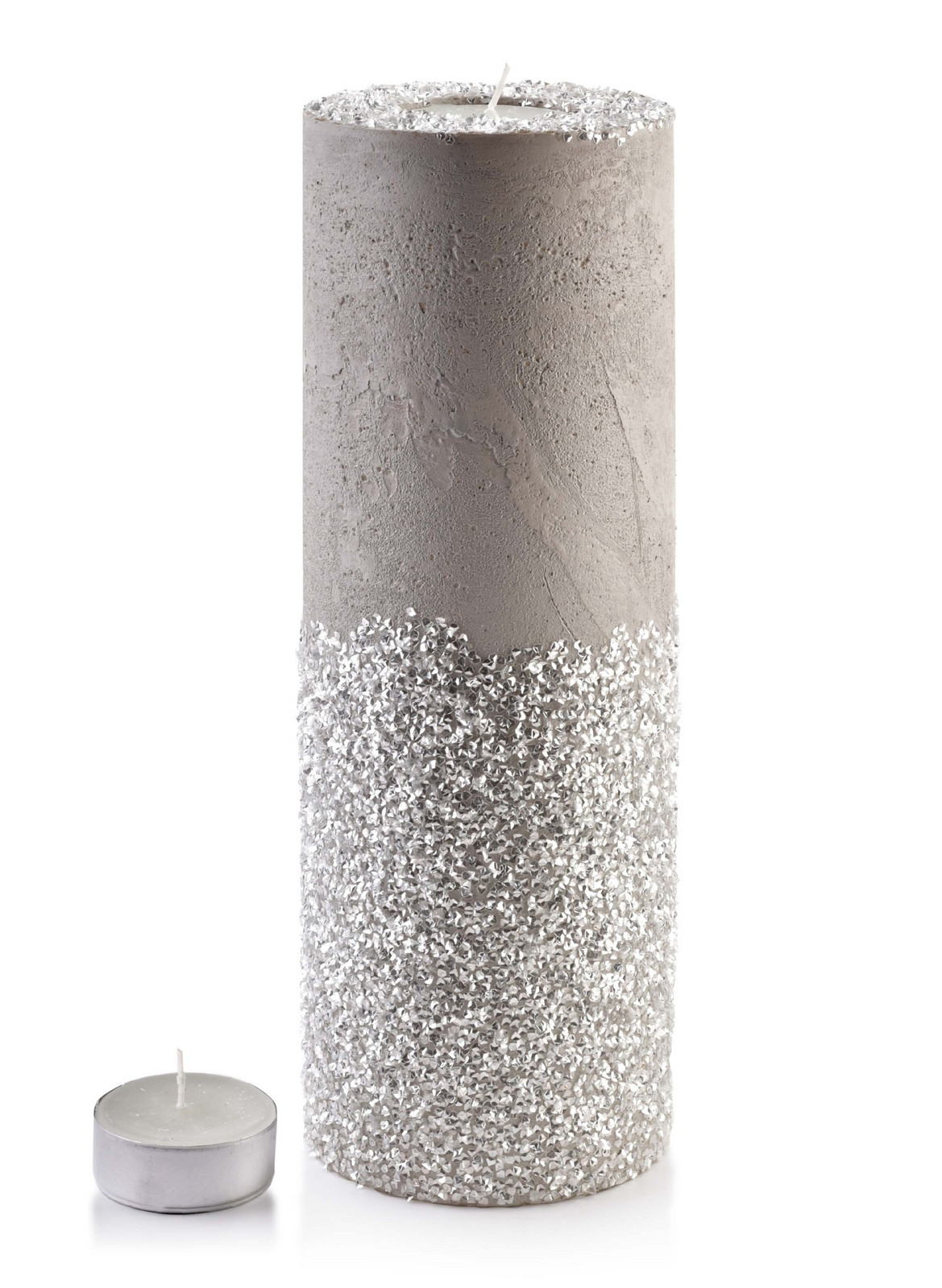 Velký moderní svícen Diament 36 cm béžový