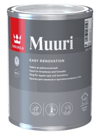 MUURI - Tepelne odolná interiérová farba na krby do 180°C (zákazkové miešanie) (biela, 0,9 L)