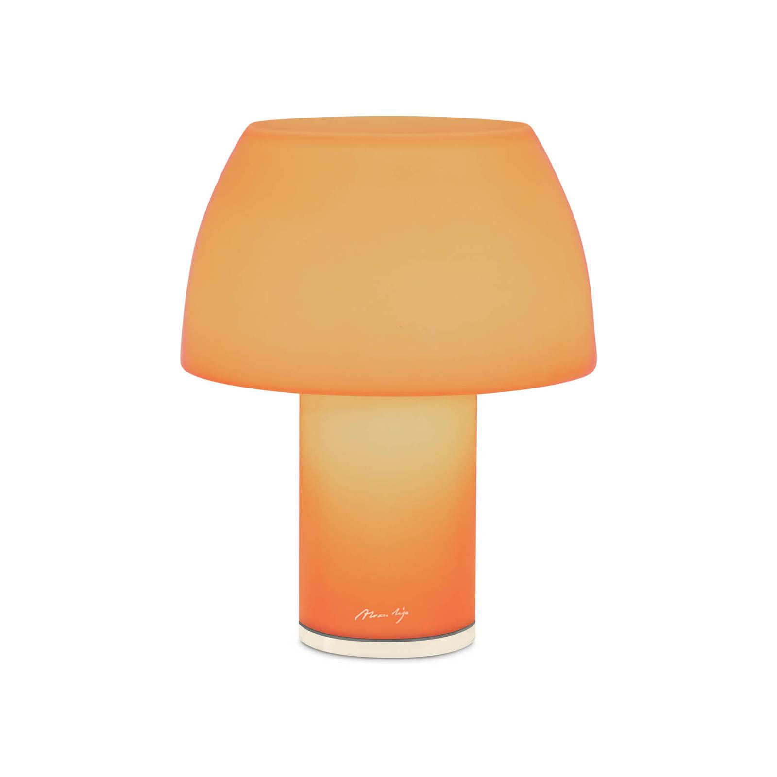 Nemo LED dobíjacia stolná lampa Lorosae, oranžová, sklo, IP54, USB