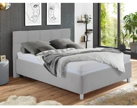 Posteľ Glory 140x200 cm, svetlo šedá látka, s matracom%